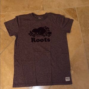 Purple salt and pepper roots logo tee